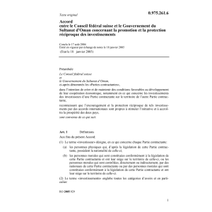 Acc.CH-Oman réciproque investissements