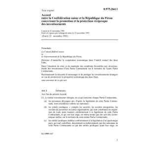 Accord Pérou protection investissement