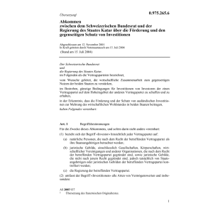Abk. CH-Katar Schutz Investitionen