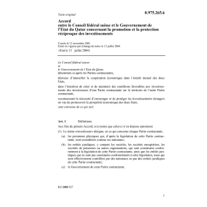 Acc.CH-Qatar réciproque investissements