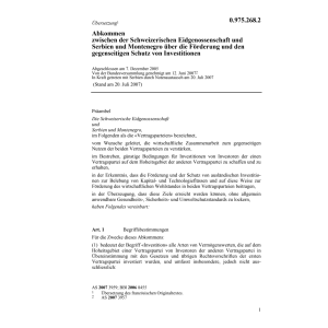 Abk. Serbien Montenegro Schutz Invest.