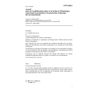 Acc.Serbie Monténétro protection investi
