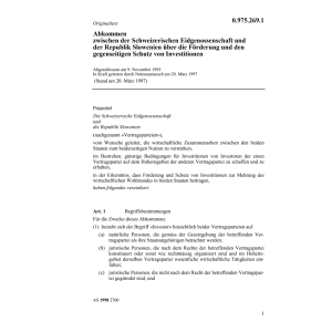 Abk. Slowenien Schutz von Investitionen