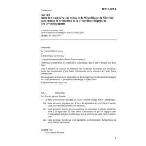 Ac. Slovénie récioproque investissements