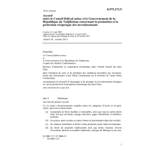 Acc. CH-Tadjikistan prot.investissements
