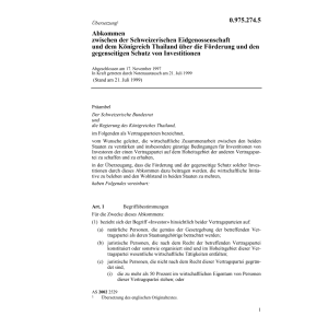 Abk. CH-Thailand Schutz Investionen