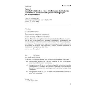 Acc. CH-Thailande prot. investissement