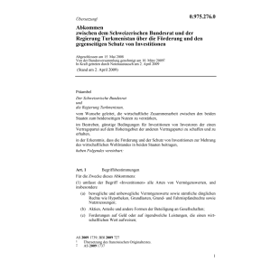 Abk. CH-Turkmenistan Investitionen