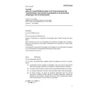 Acc. CH-Turkménistan investissements