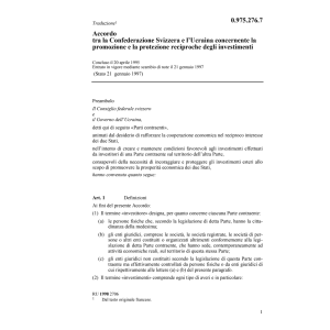 Acc. reciproche investimenti Ucraina