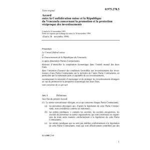 Accord Suisse Venezuela investissements