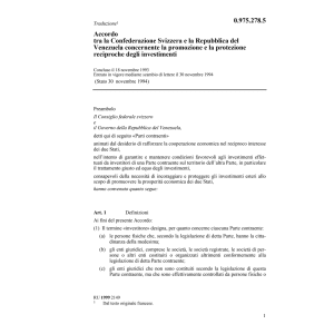 Accordo Svizzera Venezuela investimenti