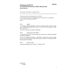 O controlli sicurezza pers. OCSP-DFAE