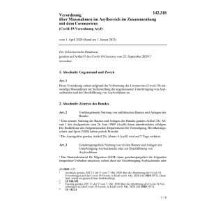 COVID-19-Verordnung Asyl 1.4.2020