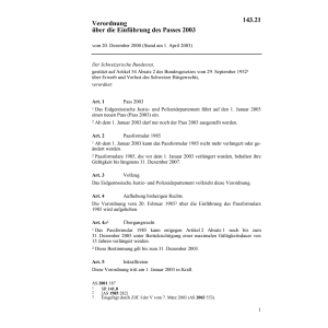 V über die Einführung des Passes 2003