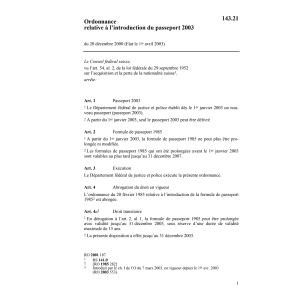 O introduction du passeport 2003