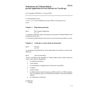 O Tribunal fédéral à la LF archivage
