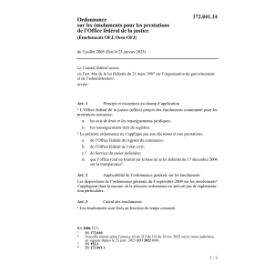 O émoluments pour les prestations