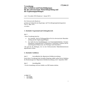 V Gebühren Maturitätsprüfungen