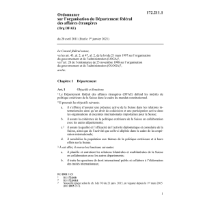 O sur l'organisation DFAE, Org. DFAE