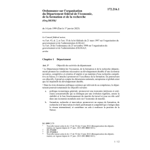 Ord sur l'organisation du DFE (Org DFE)