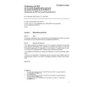O du DFF sur les prêts hypothécaires