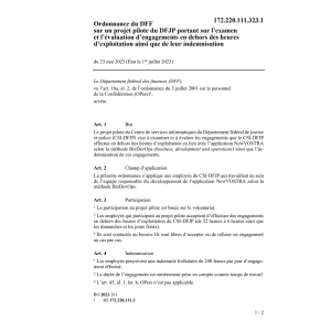 O projet pilote DFJP dehors heures explo