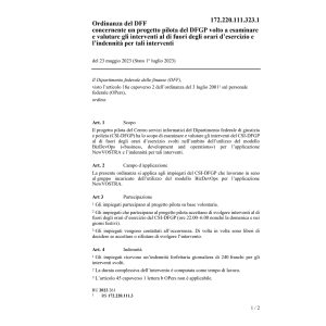 O progetto DFGP orari esercizio indennit