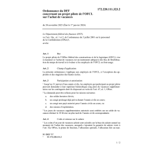 O DFF projet pilote l’achat de vacances