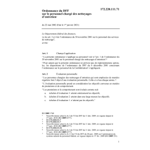 O DFF personnel des services nettoyage