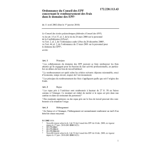 O remboursement frais dans domaine EPF