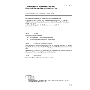BB Erhöhung Zahl Richter Bundesgericht