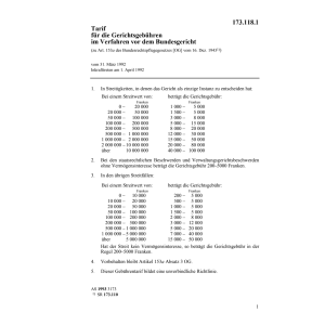 Tarif Gerichtsgebühren Bundesgericht