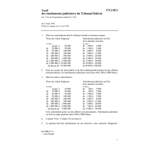 Tarif des émoluments du Tribunal fédéral