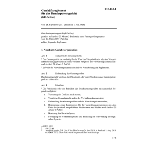 Geschäftsr Bundespatentgericht GR-PatGer