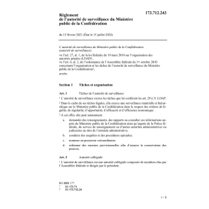 R autorité surveillance Ministère public