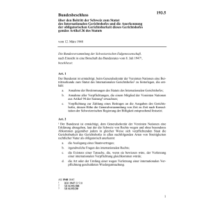 BB Beitritt Schweiz internat.Gerichtshof