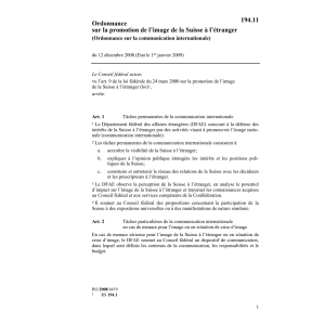 O promotion l'image Suisse à l'étranger
