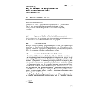 V Sperrung von Vermögenswerten Syrien