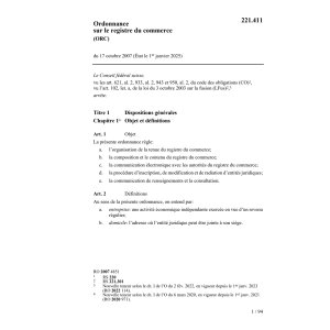 O registre du commerce, ORC