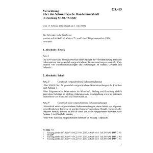 V über das schweizer.  Handelsamtsblatt