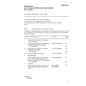 O taxes protection delle variétés