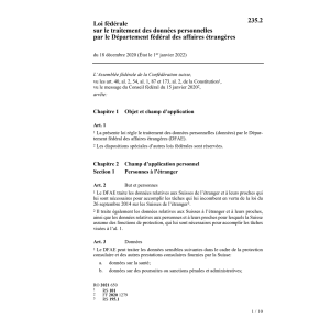 LF traitement données personnelles DFAE