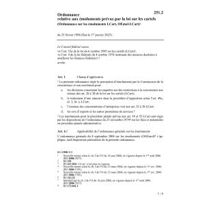 O émoluments dans la loi sur les cartels