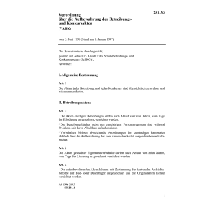 V Aufbewahrung Betreibungs- Konkursakten