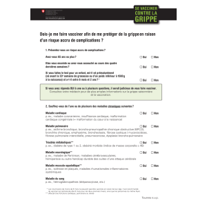 Test vaccination grippe.Bloc 50 feuilles