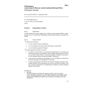 O Bureau central National Interpol Berne