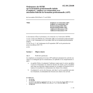 O OFFT employée/employé en  restauration