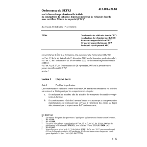 O SEFRI conducteur véhicules lourds CFC