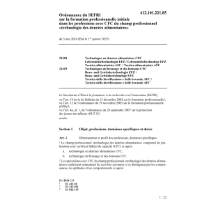 O SEFRI technologue denrées alim. CFC